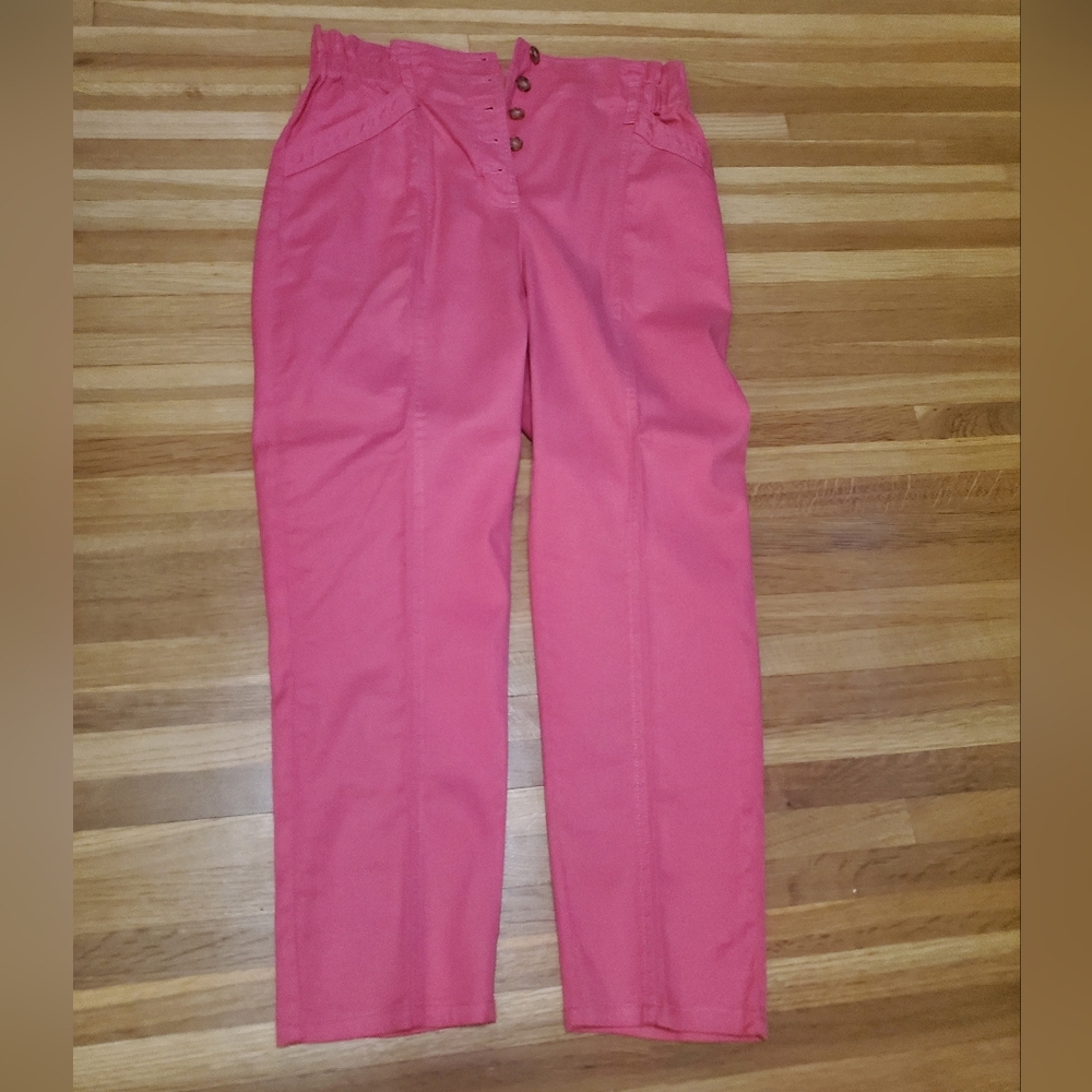 Sezane Hot Pink High-Waist Paperbag Trousers - Picture 3 of 7
